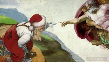 La creación de Papá Noel por Dios Navidad original. Pinturas al óleo